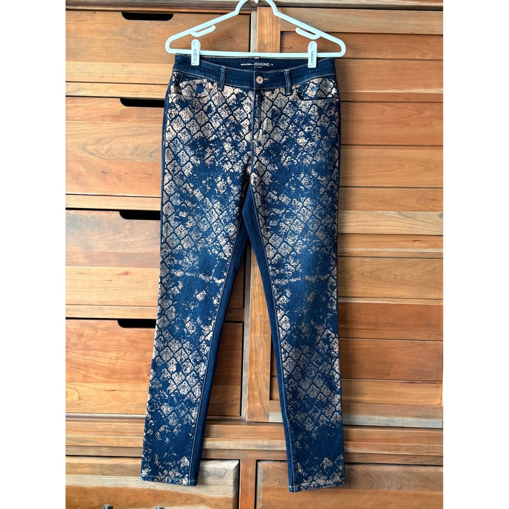 Chico's Platinum Foiled‎ Lace Jeggings Size 0 (Standard Size 4) - Picture 2 of 6